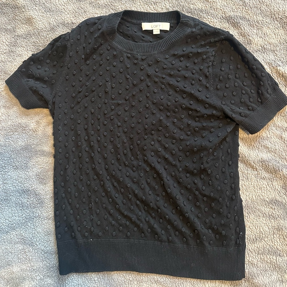 LOFT Black Ribbed Knit Sweater